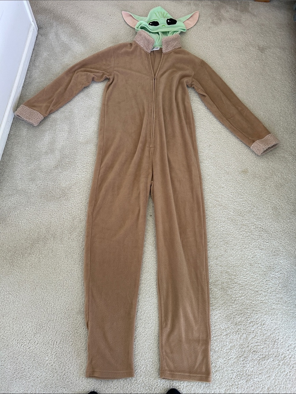 Star Wars Brown Onesie with Green Baby Yoda Hood
